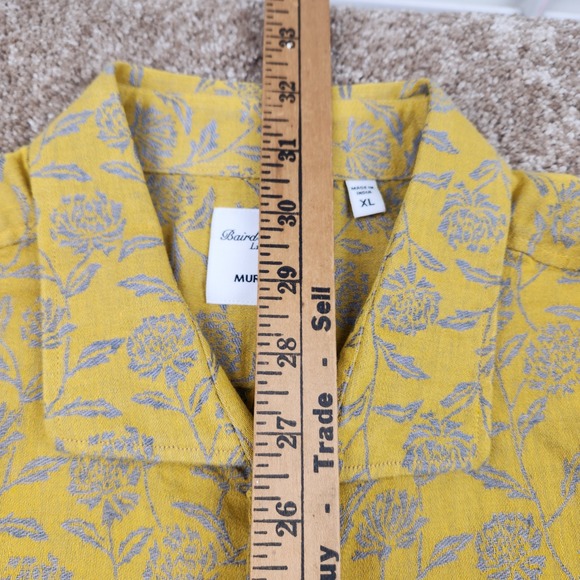Baird McNutt Murano Men Yellow Floral Linen Cotton Button Shirt XL NWT Geometric - Picture 6 of 7